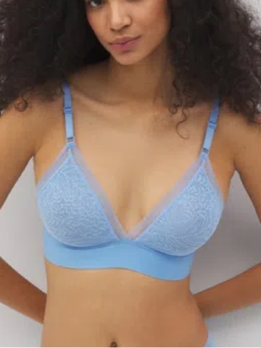 Soma Light Blue Lace Triangle Soft Wireless Bralette Women’s Size XXL
